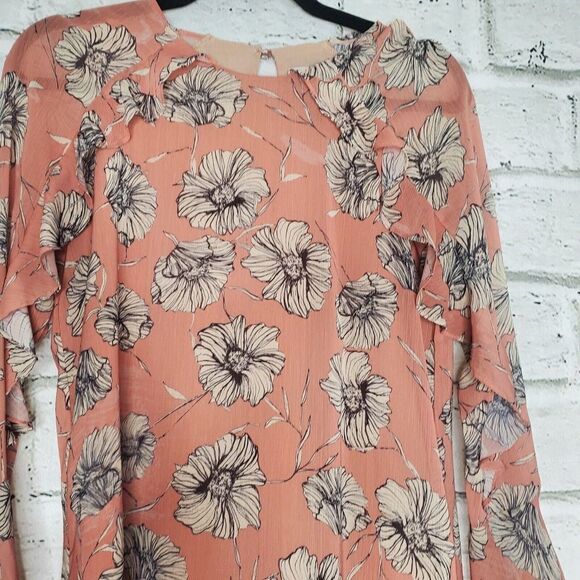 HD In Paris Bell Sleeve Mini Floral Pink Dress Womens Small Petite - Picture 4 of 12